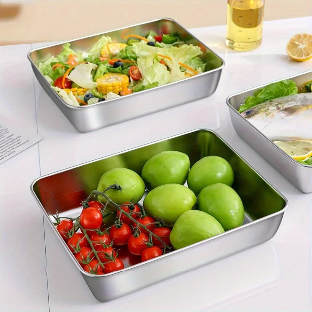 Food Storage Containers Stainless Steel Airtight Meal Prep 3pcs Set