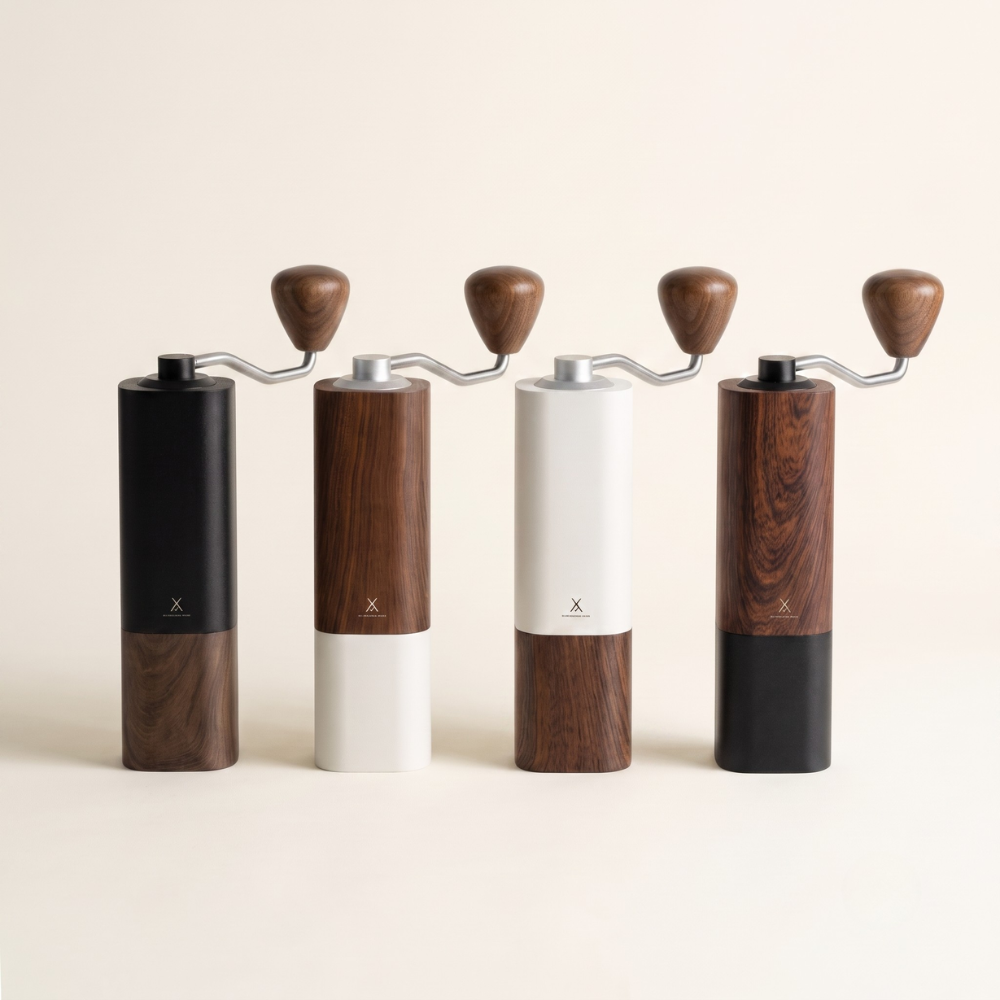 Manual Coffee Grinder with Conical Burr and Long Curved Crank Handle