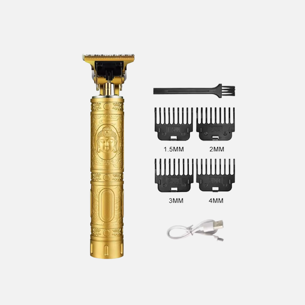 Stainless Steel Hair Clipper, Mens Hair Cutter With Engraved Style Handle