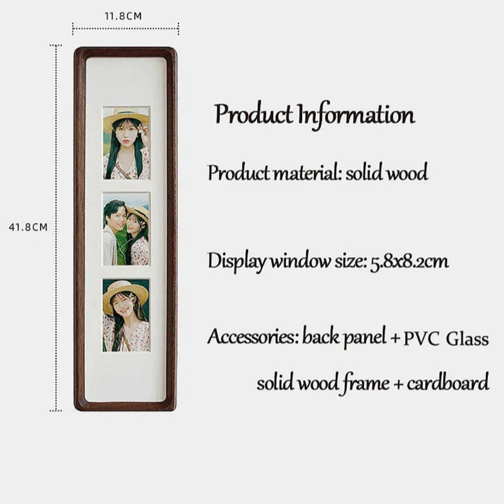 Long Wooden Picture Frame, 3 Or 4 Photo Style