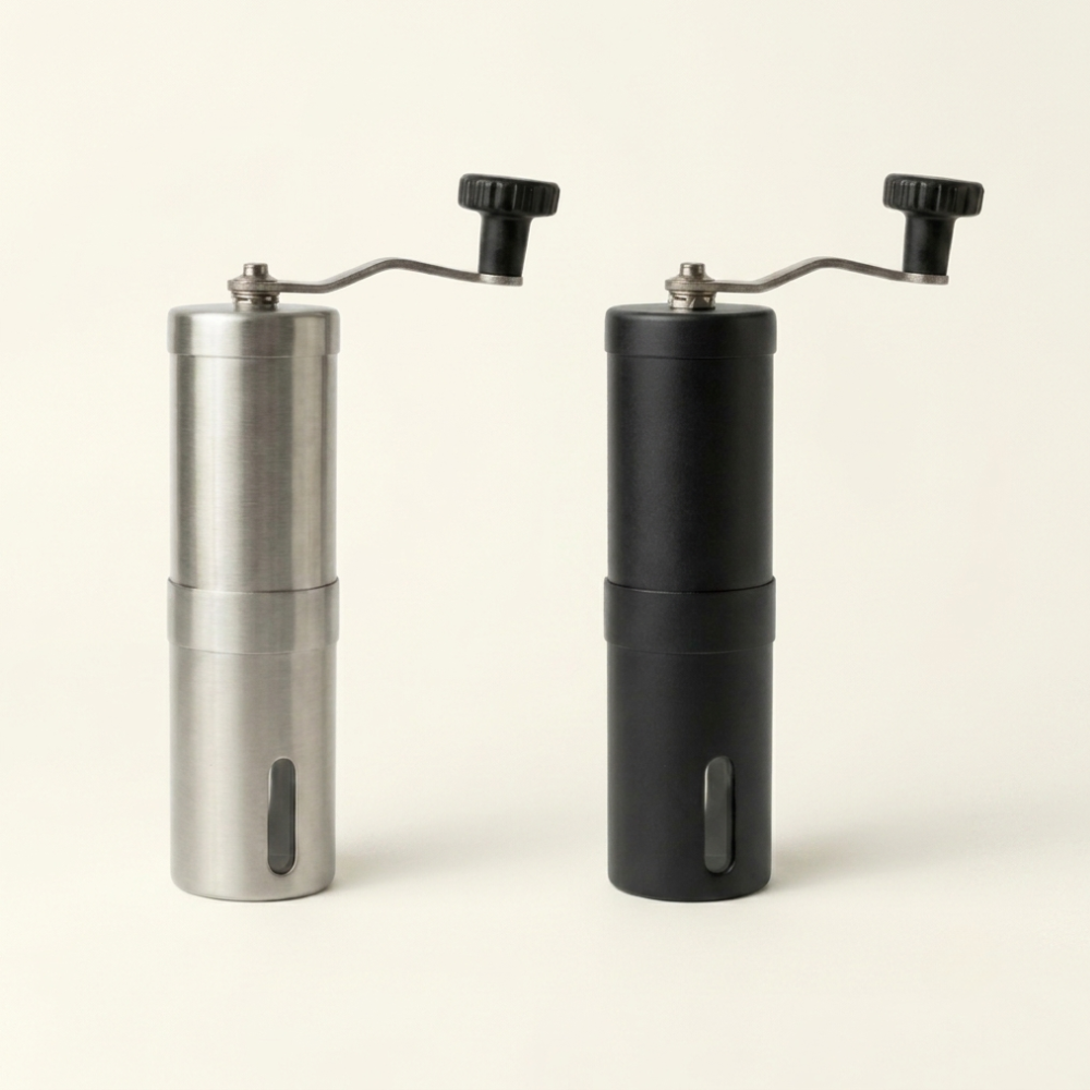 Manual Coffee Grinder with Conical Burr Mechanism and Foldable Handle