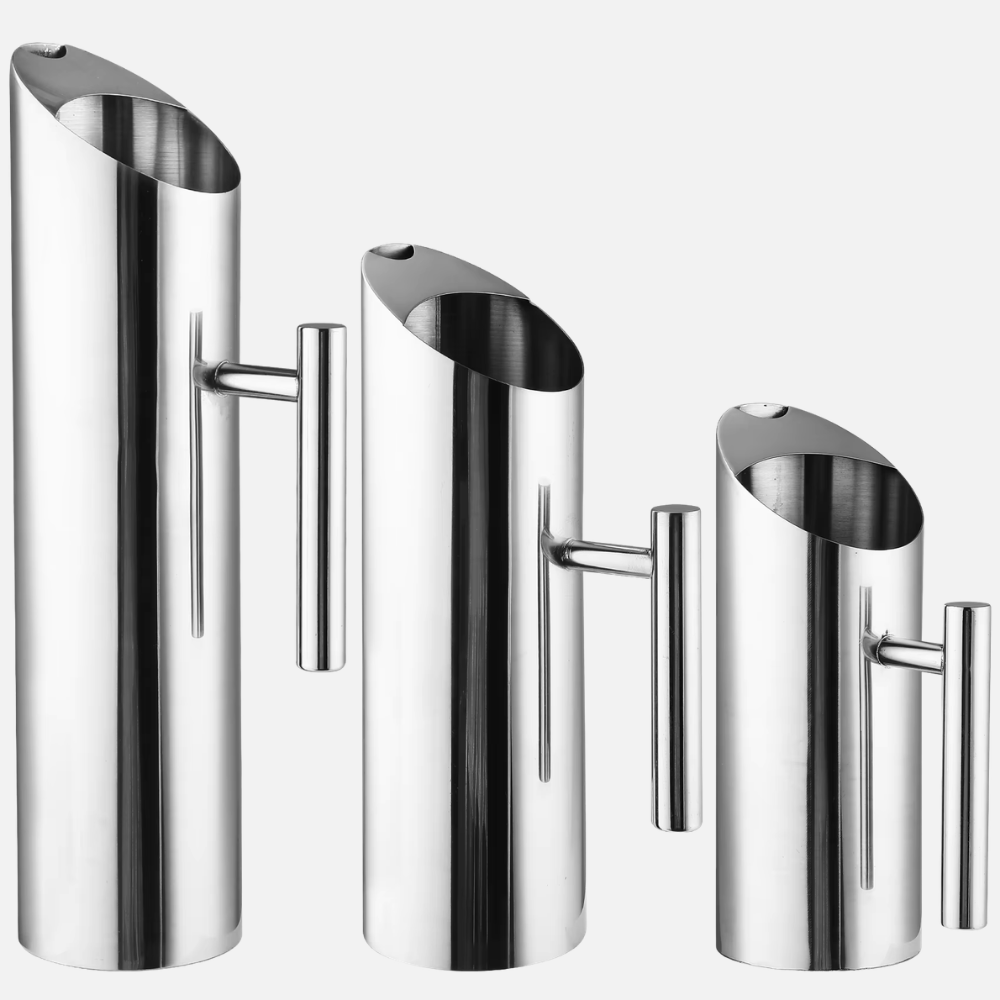 Modern Stainless Steel Pitcher, Holding & Pouring Drinks - 1L, 1.5L, 2L