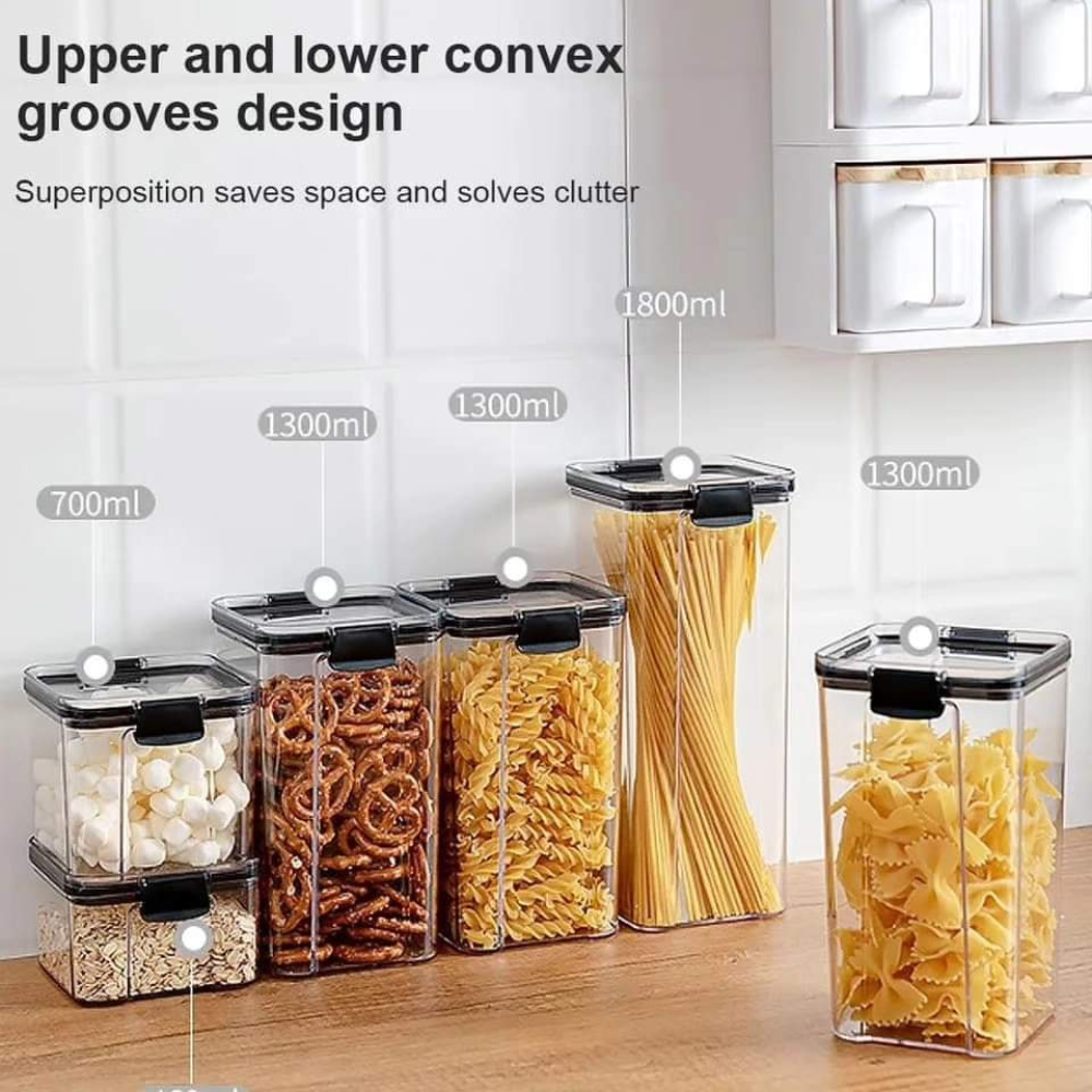 Airtight Food Containers Stackable Kitchen Pantry Storage 8 Piece Set