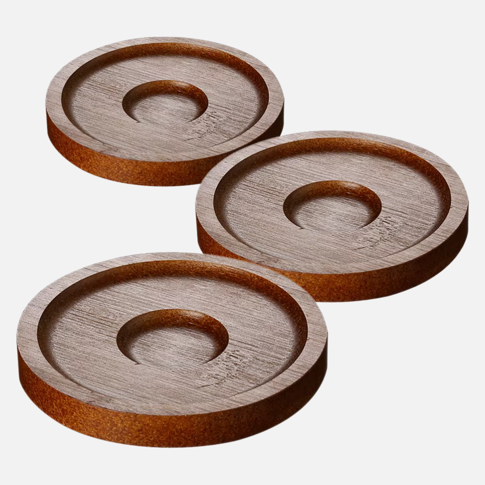 6 Wooden Coasters For Whiskey Glasses, Coffee & Tea Cups And Drinking Glasses