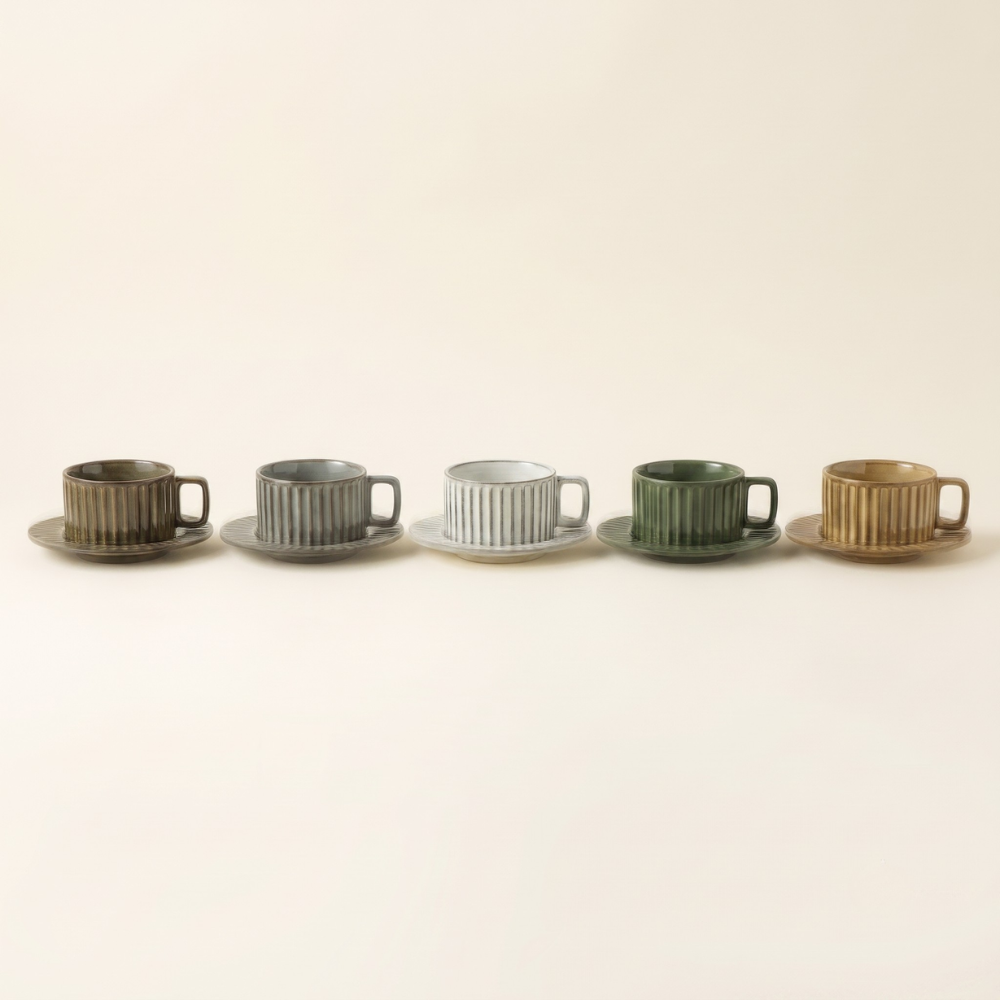 8 oz Coffee Mug with Kiln Fired Glaze and Non Slip Base Vintage Style