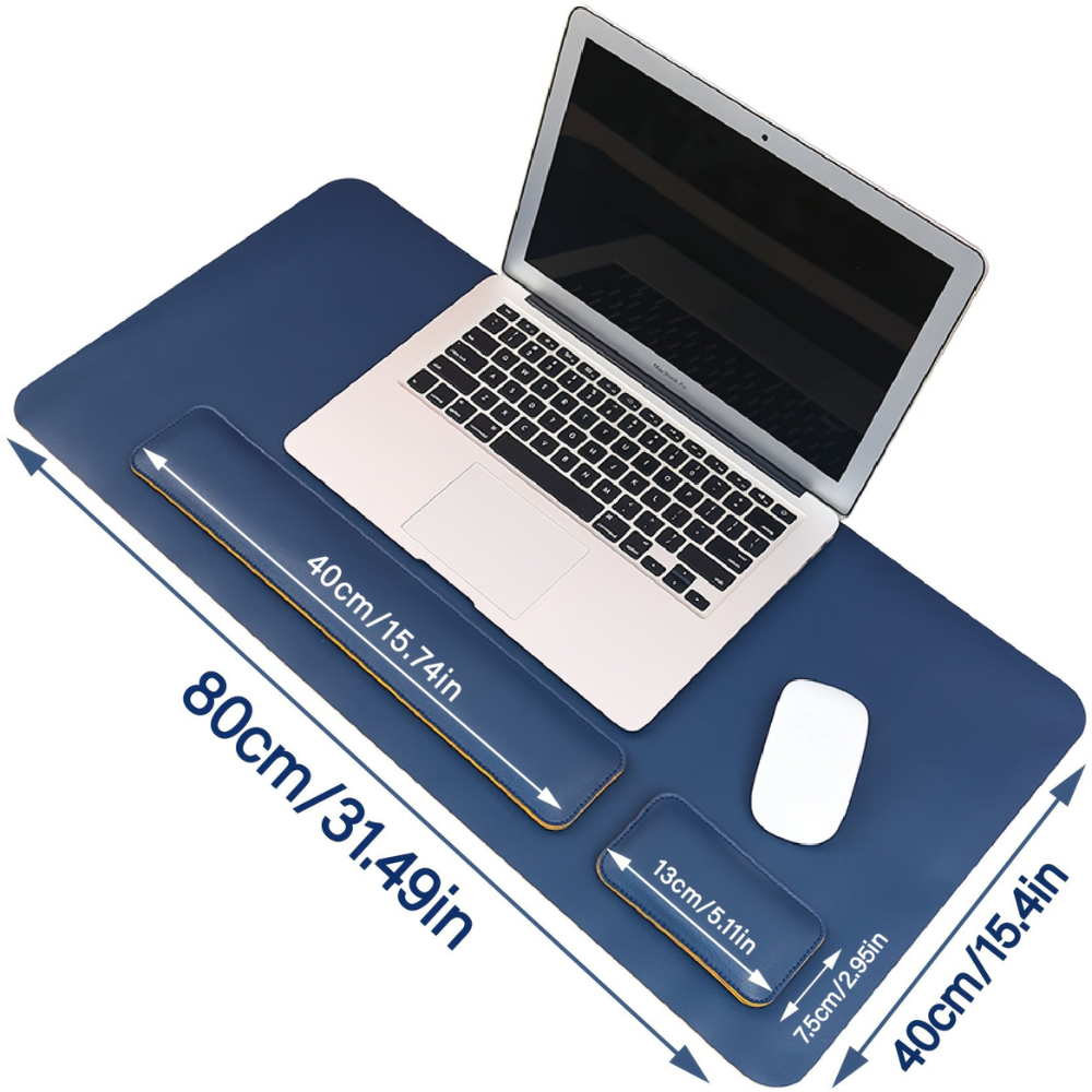 Desk Mat with Keyboard and Mouse Wrist Support Three Piece PU Leather Set