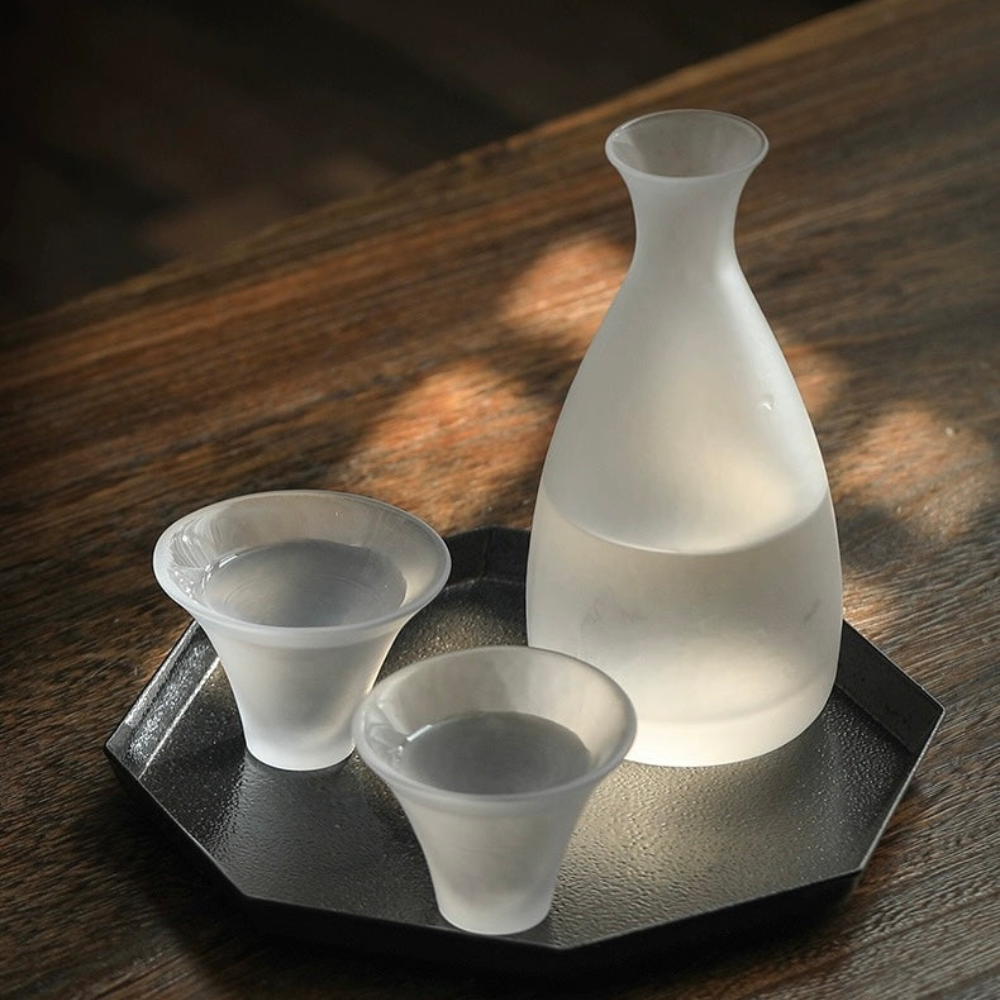 Mist Sake Cup Set, Frosted Glass Japanese Sake Drinking Set