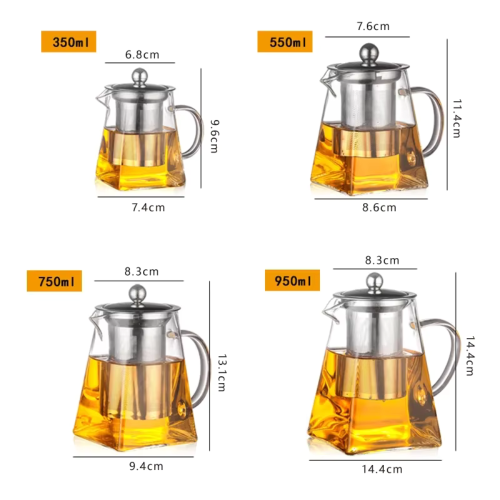 Glass Teapot With Tea Infuser, Heat Resistant Borosilicate Tea Kettle With Stainless Steel Filter
