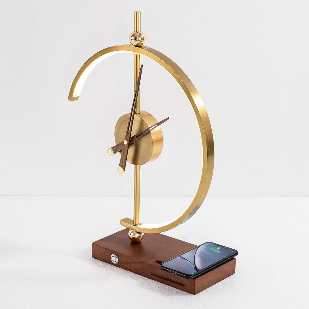 Modern Daylight Clock, Desk Lamp Clock With Wireless Charger For Phone