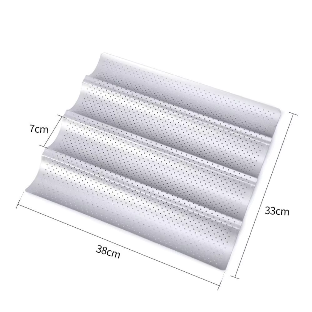 Stainless Steel Baguette Baking Or French Bread Pan With Grooves For Oven - Curved Moulding Baking Bread Pan