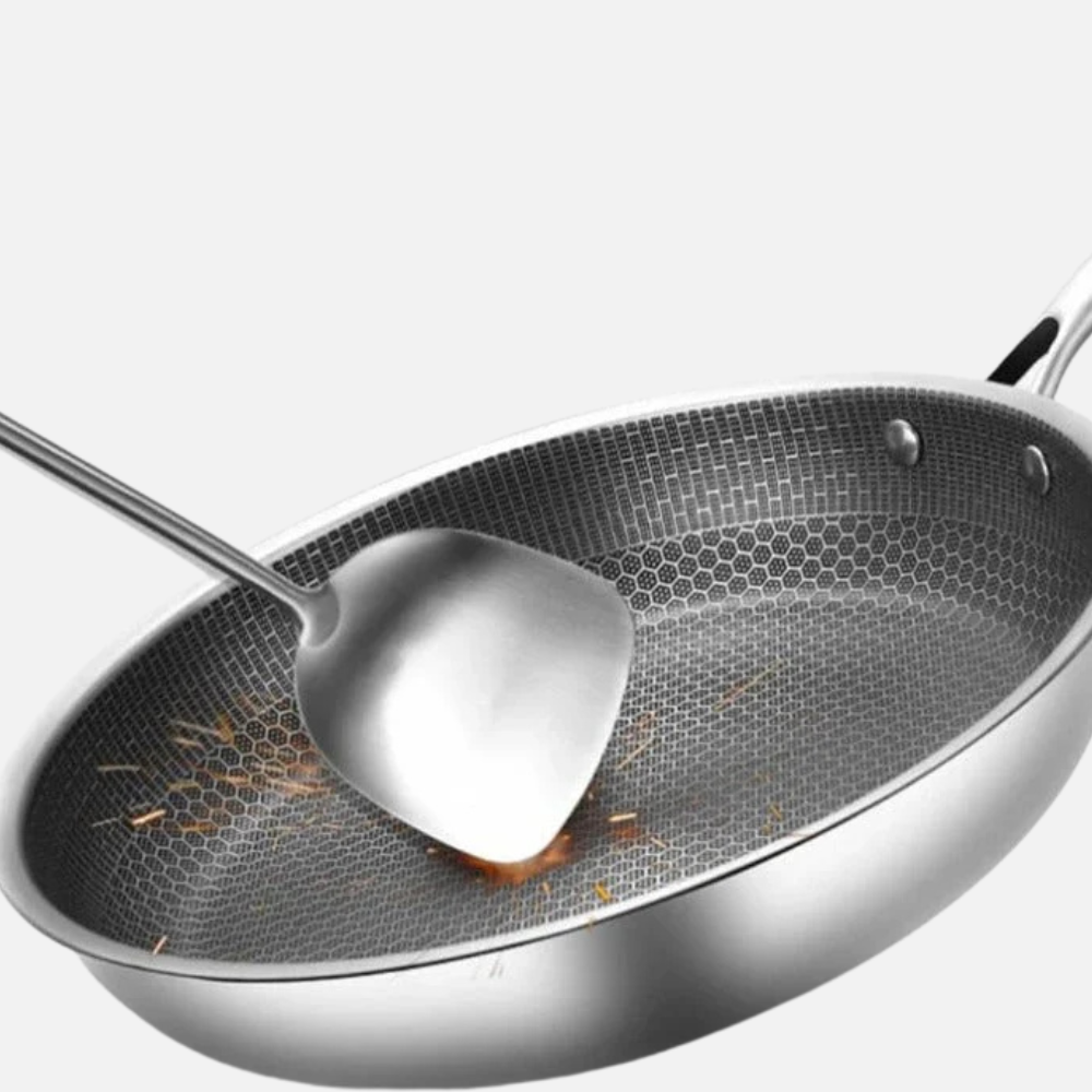 Large Non-stick Frying Pan - Modern Stainless Steel