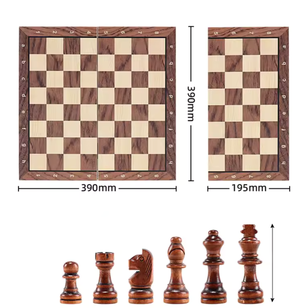 Wooden Folding Chess Set, Magnetic Board Game