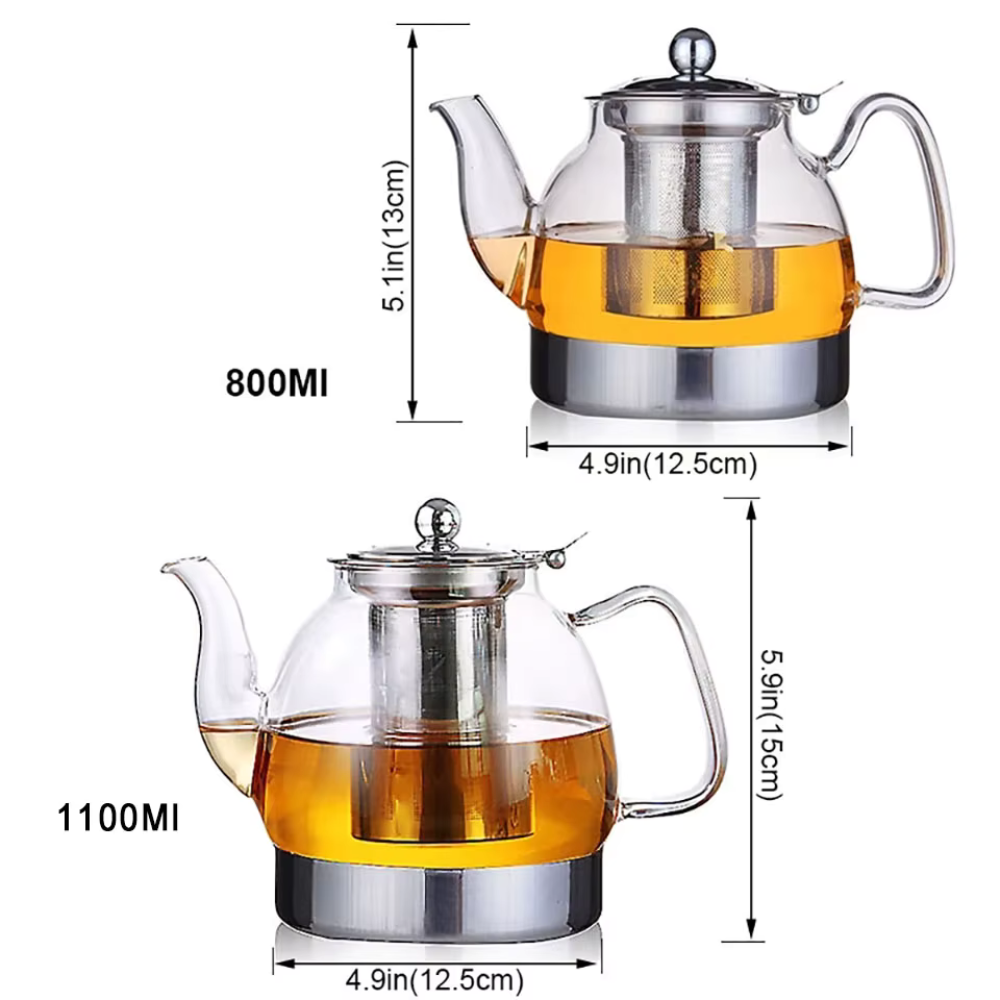 High Borosilicate Glass Teapot Stovetop Gas and Induction Cooker, Boiling Water Tea Kettle With Stainless Steel Filter