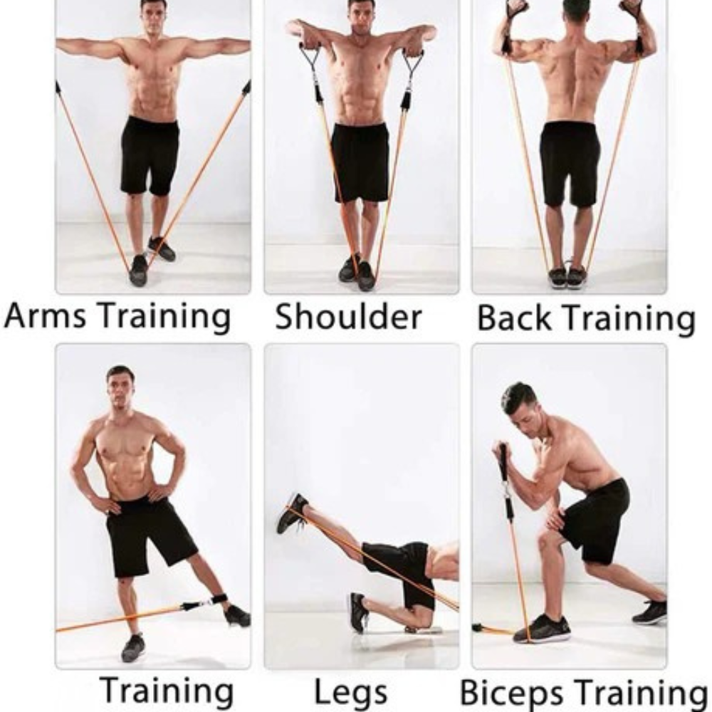 Fitness Resistance Bands Set For Home Gym, 11-Piece Complete Exercise Workout Kit
