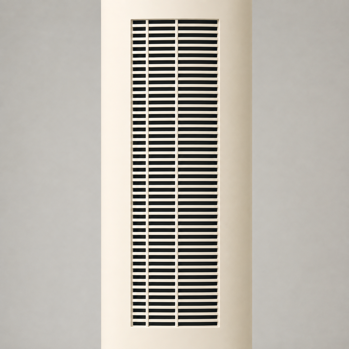 Close up of the recessed side intake grille with its fine horizontal slots