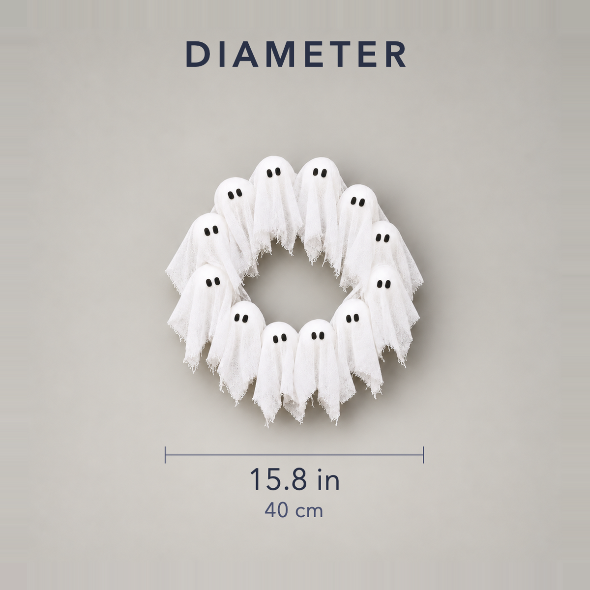 Diameter of the ghost wreath, 15.8 inches or 40 centimetres across