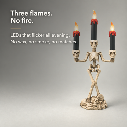 Three flames, no fire. LED candles that flicker all evening with no wax and no smoke