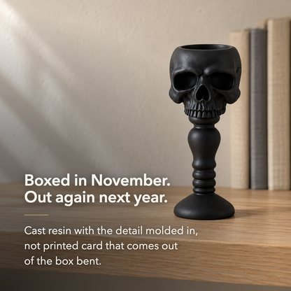 Boxed in November, out again next year. Cast resin with the detail molded in