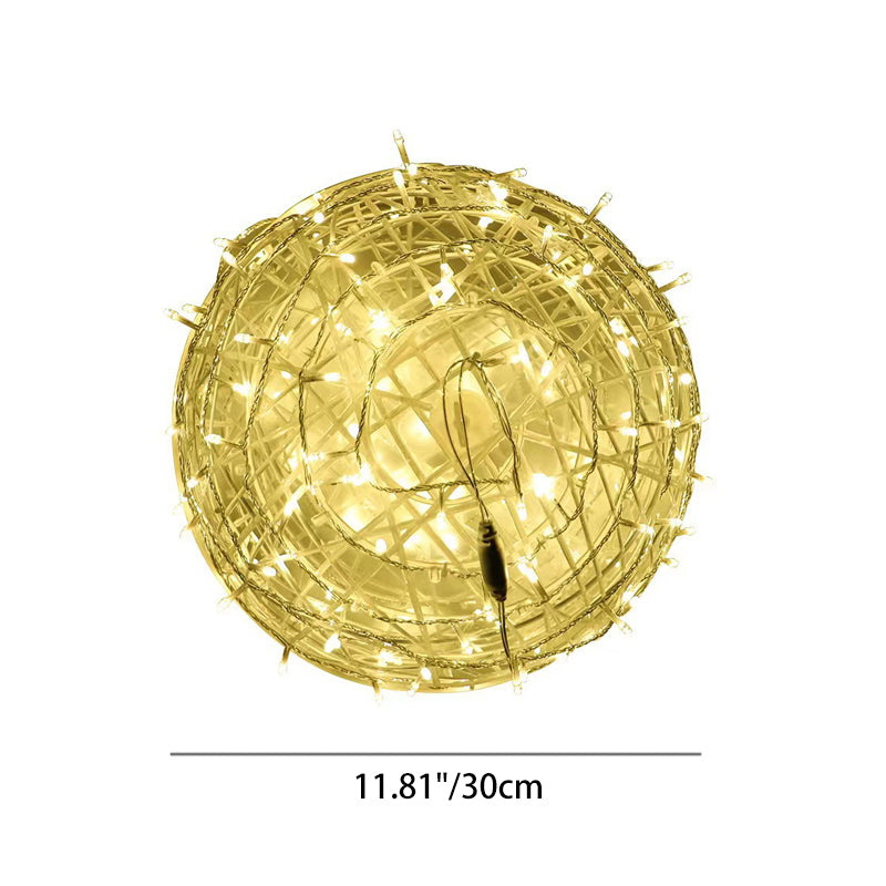 A warm white LED ball light on white, labelled 11.81 inches (30 cm) across