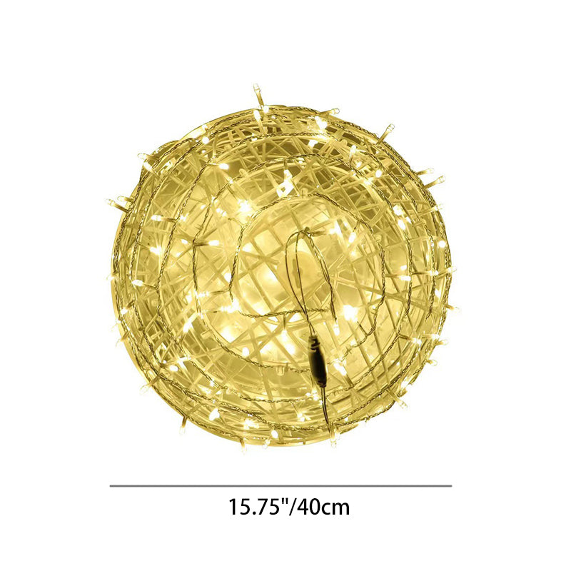 A warm white LED ball light on white, labelled 15.75 inches (40 cm) across