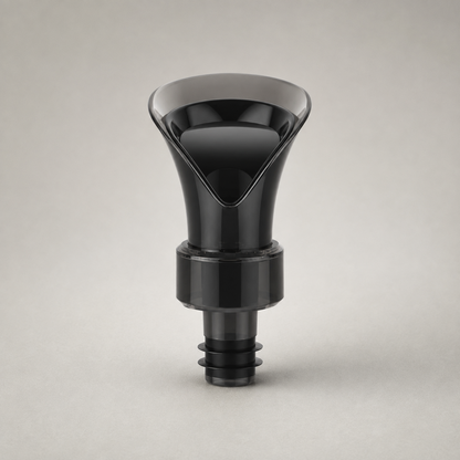 Studio photograph of the wine bottle stopper in its closed sealing position