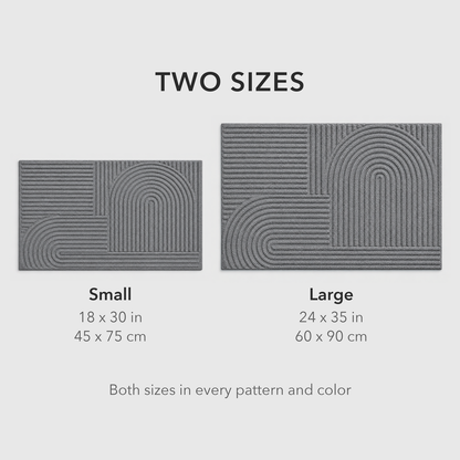 Two sizes of grooved doormat to scale: Small 18 x 30 inches and Large 24 x 35 inches