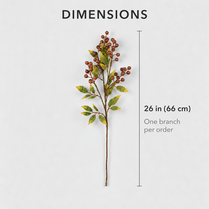 Artificial berry branch measuring 26 inches long, sold as one branch