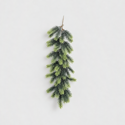 Short dark green artificial pine swag, 24 inches long, on a light grey background