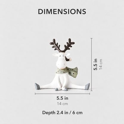 Dimensions of the reindeer figurine: 5.5 inches tall, 5.5 inches wide and 2.4 inches deep