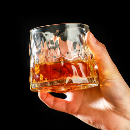 Spinning Whiskey Glass with Wooden Base - Three Glass Styles