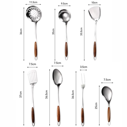 Stainless Steel Kitchen Utensil 7pcs Set, Essential Cooking Tools