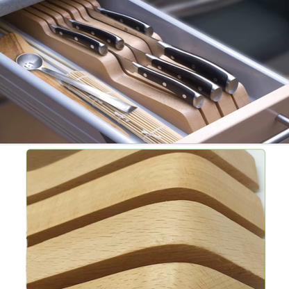Horizontal Kitchen Knife Holder - Drawer or Countertop Knife Storage