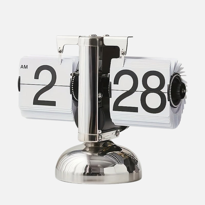 Retro Mens Flip Clock With Stainless Steel Frame