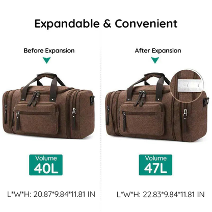 Canvas Duffle Bag Large Travel Weekender Pack with Rugged Shoulder Strap
