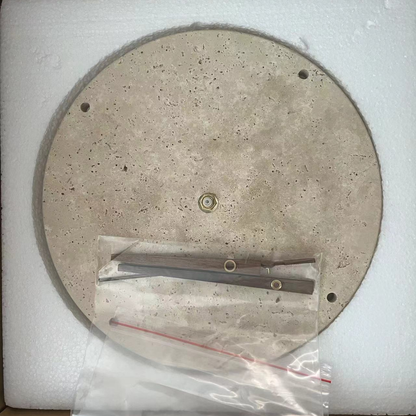 Modern Minimalist Wall Clock Travertine Natural Stone Backlit LED Sconce