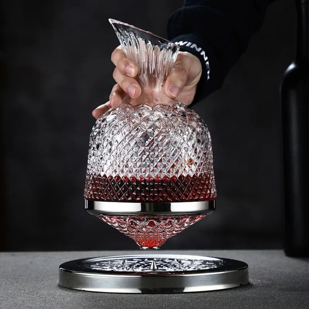 Wine Decanter with 360 Degree Rotating Base and Slanted Spout 50.7fl oz