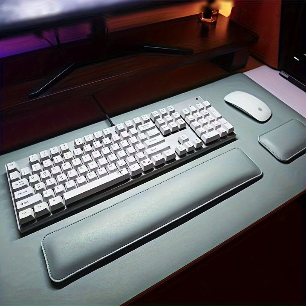 Desk Mat with Keyboard and Mouse Wrist Support Three Piece PU Leather Set