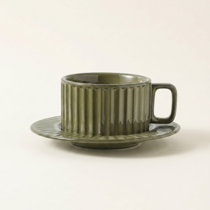 8 oz Coffee Mug with Kiln Fired Glaze and Non Slip Base Vintage Style