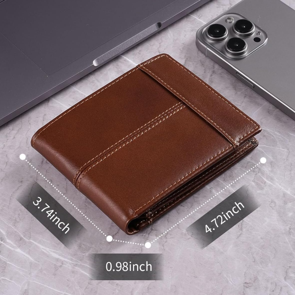 Wallet Bifold Genuine Leather RFID Blocking Multi Card Slot Holder