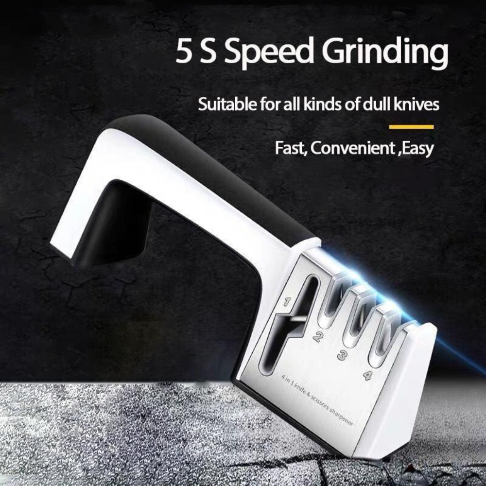 Knife Sharpener 4 in 1 Manual Pull-Through Tool for Blades and Scissors