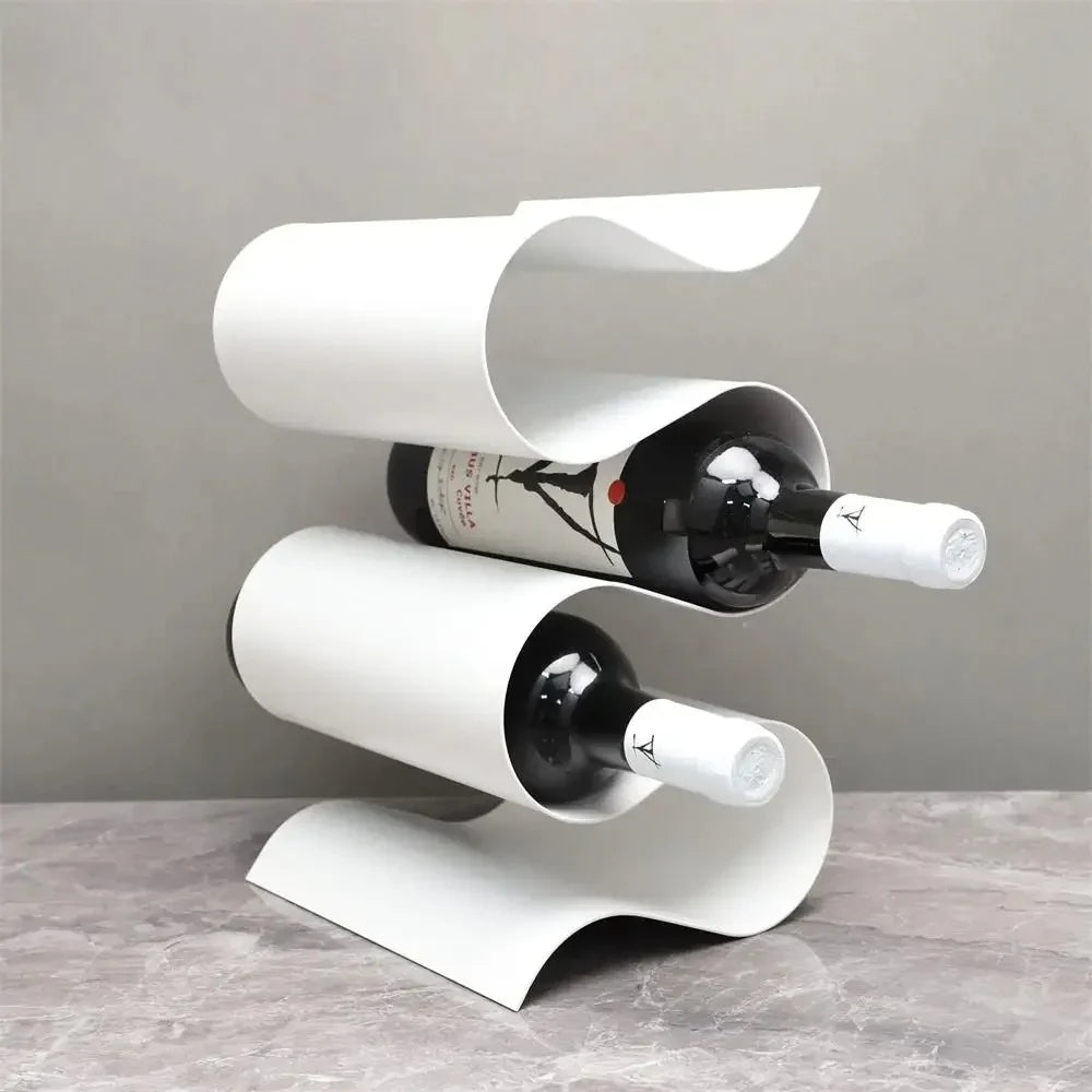 Countertop Wine Racks Free Standing 3 Bottle Holder Sculptural Iron Organizer