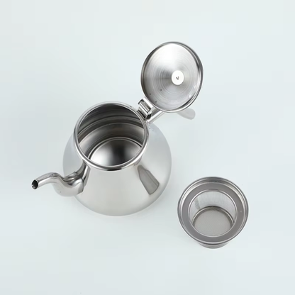 Stainless Steel Teapot With Filter, Induction Tea Kettle Cooker With Stainless Steel Lid
