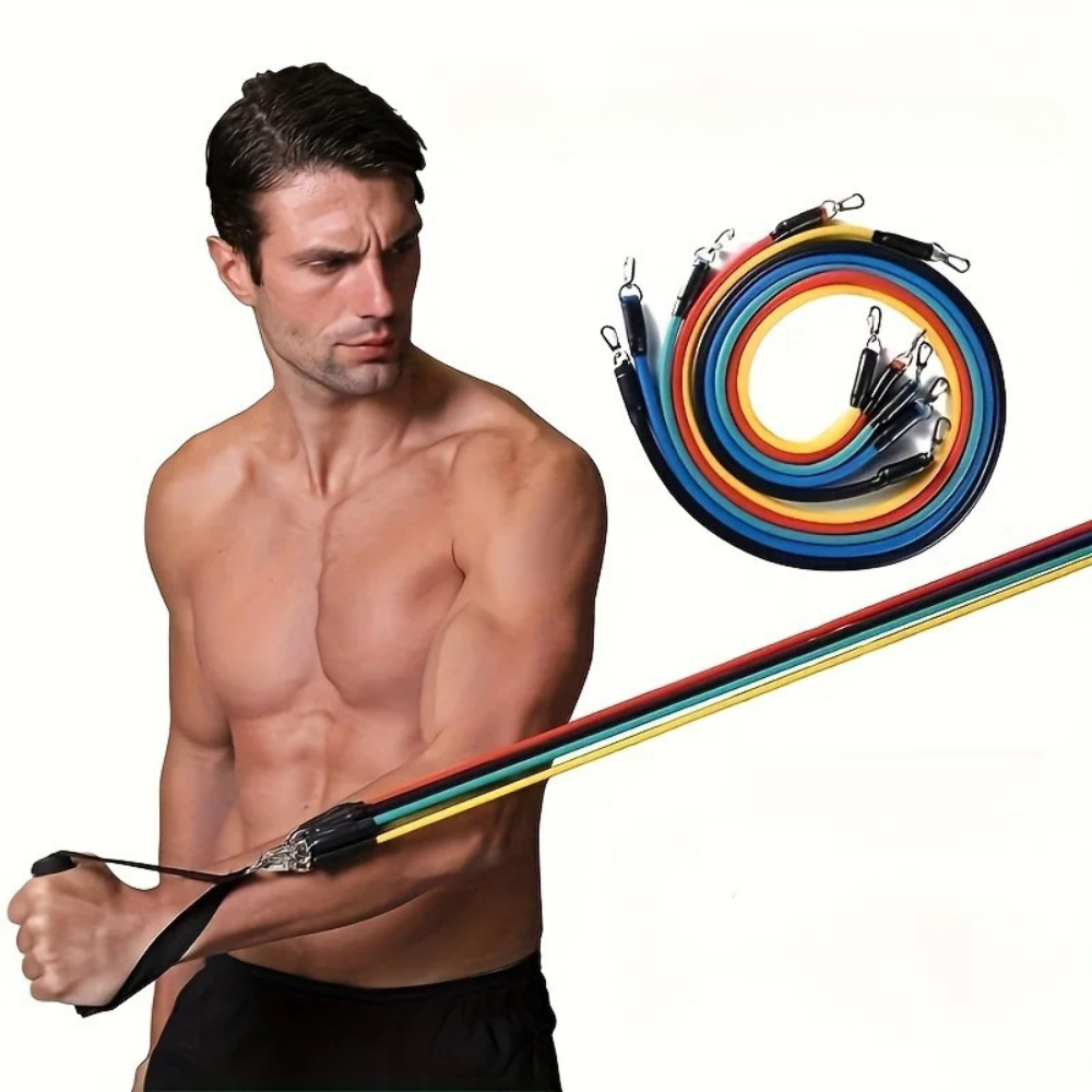 Fitness Resistance Bands Set For Home Gym, 11-Piece Complete Exercise Workout Kit