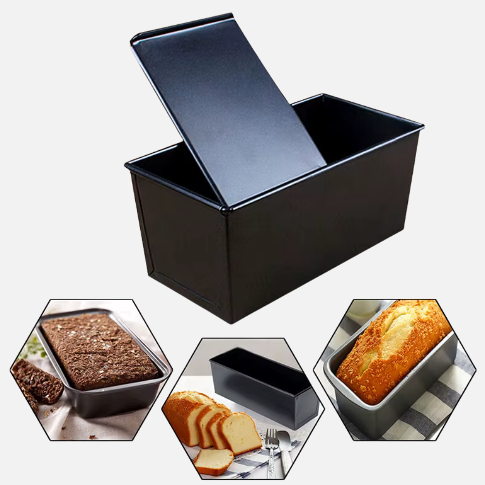 Nonstick Stainless Steel Rectangle Bread Loaf Baking Pan With Slidable Lid