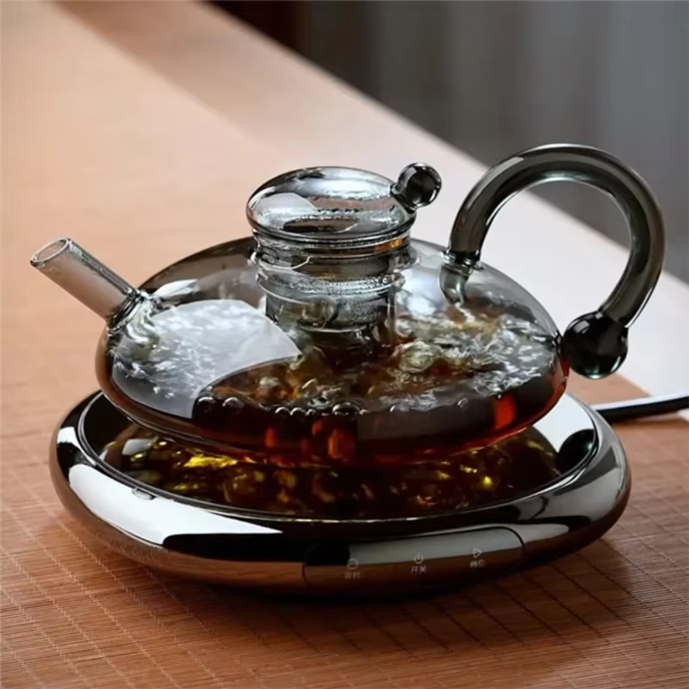 Glass Teapot Kettle WIth Filter & Tea Cups Matching Set