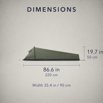 Dimensions card: 86.6 inches / 220 cm long, 19.7 inches / 50 cm high, width 35.4 inches / 90 cm