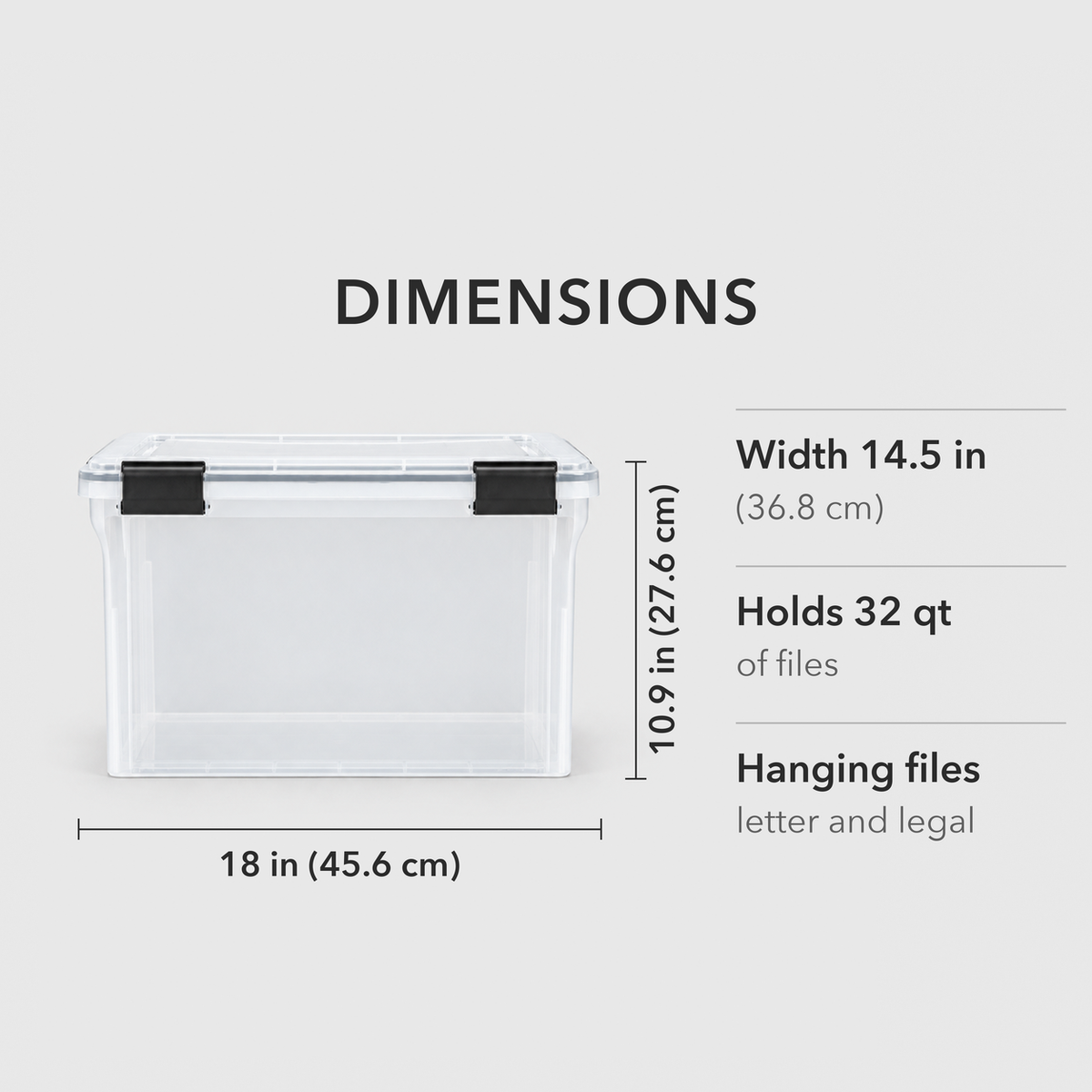 File storage box dimensions 18 x 14.5 x 10.9 inches