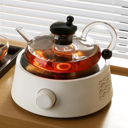 Glass Teapot Kettle WIth Filter & Tea Cups Matching Set