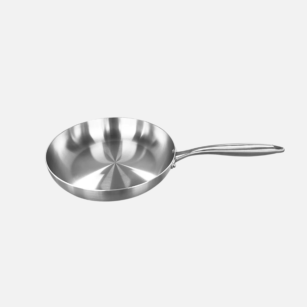 Frying Pan Stainless Steel 3-Ply Deep Cookware for Gas and Induction