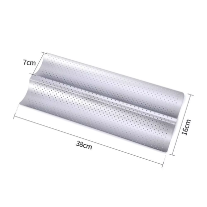 Stainless Steel Baguette Baking Or French Bread Pan With Grooves For Oven - Curved Moulding Baking Bread Pan